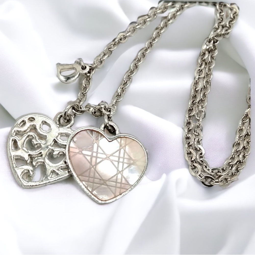 Authentic Christian Dior Necklace Pinks Silver - Picture 1 of 11